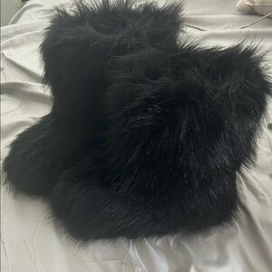 Faux Fur Black Boots